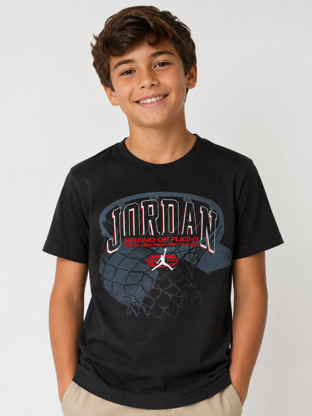 Nike Air Jordan Tee Boys Medium 10-12 yrs Youth Flight T-Shirt Black NEW